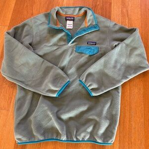 Patagonia Women's Retro Synchilla Snap-T Fleece Pullover Green Blue Size Medium